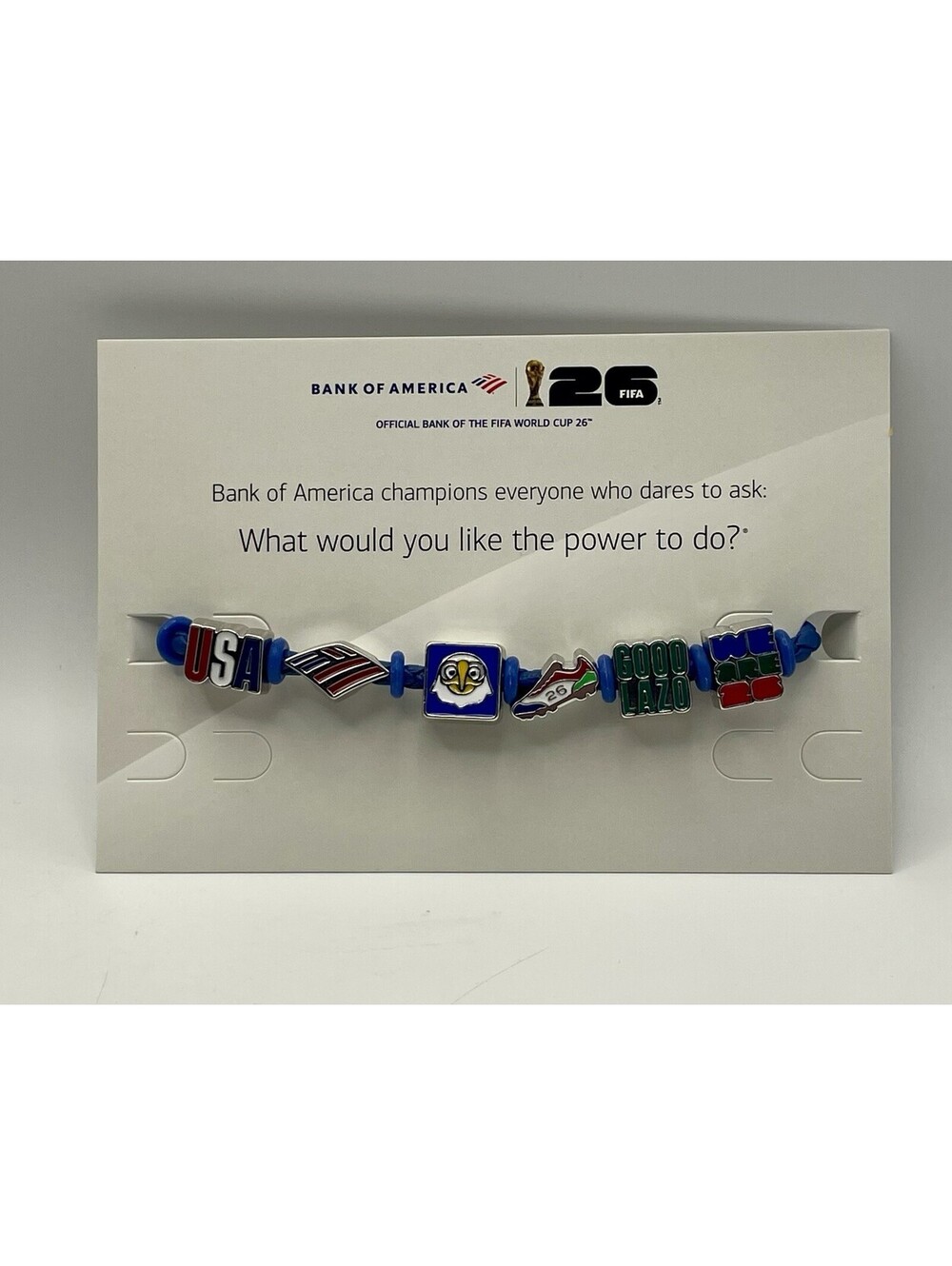 2026 FIFA World Cup Bank of America Bracelet USA FIFA 6 Charms Large 9” Blue